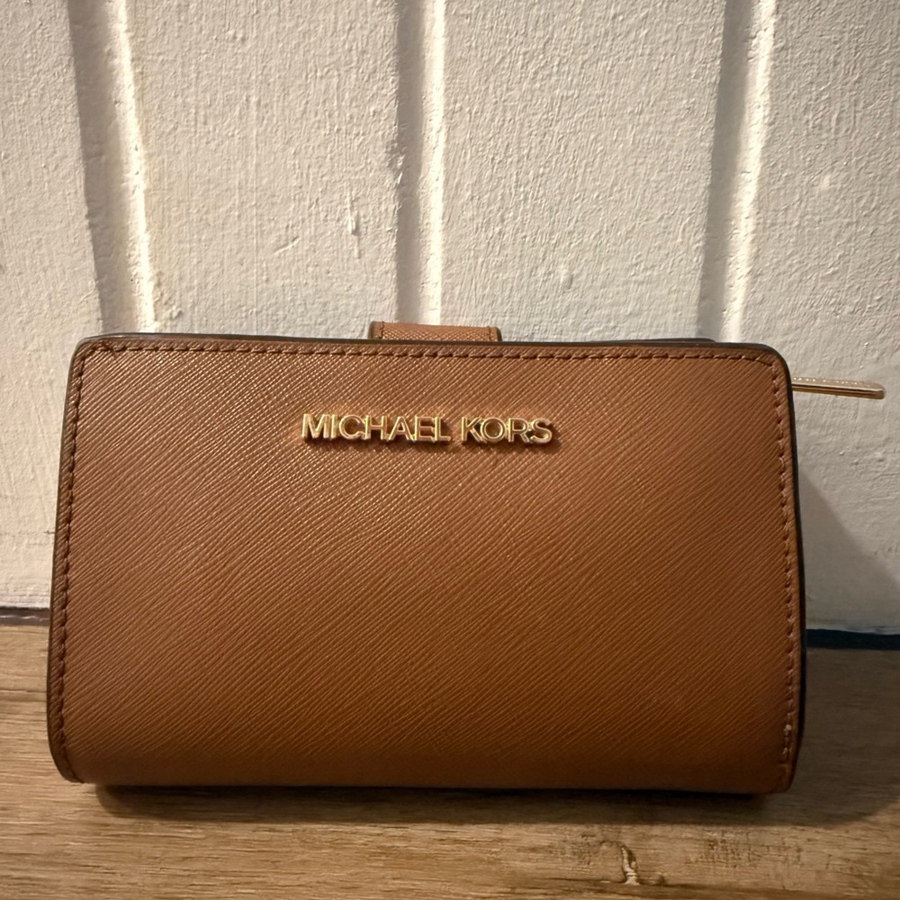 Michael Kors Tan Wallet with Gold Logo